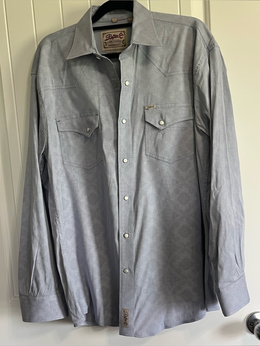 Rafter C Pearl Snap Western Shirt Large Cavendars Rodeo Cowboy Pro Flex 45 Print